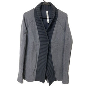Lululemon Womens Bliss Break Wrap Jacket Yoga Gray Black Cardigan Size 8